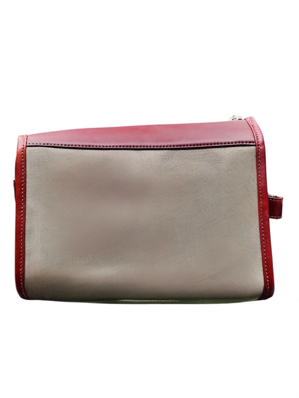 Cutter & Buck NWT Travel Toiletry Kit Bag Khaki Fabric Top Grain Leather Trim